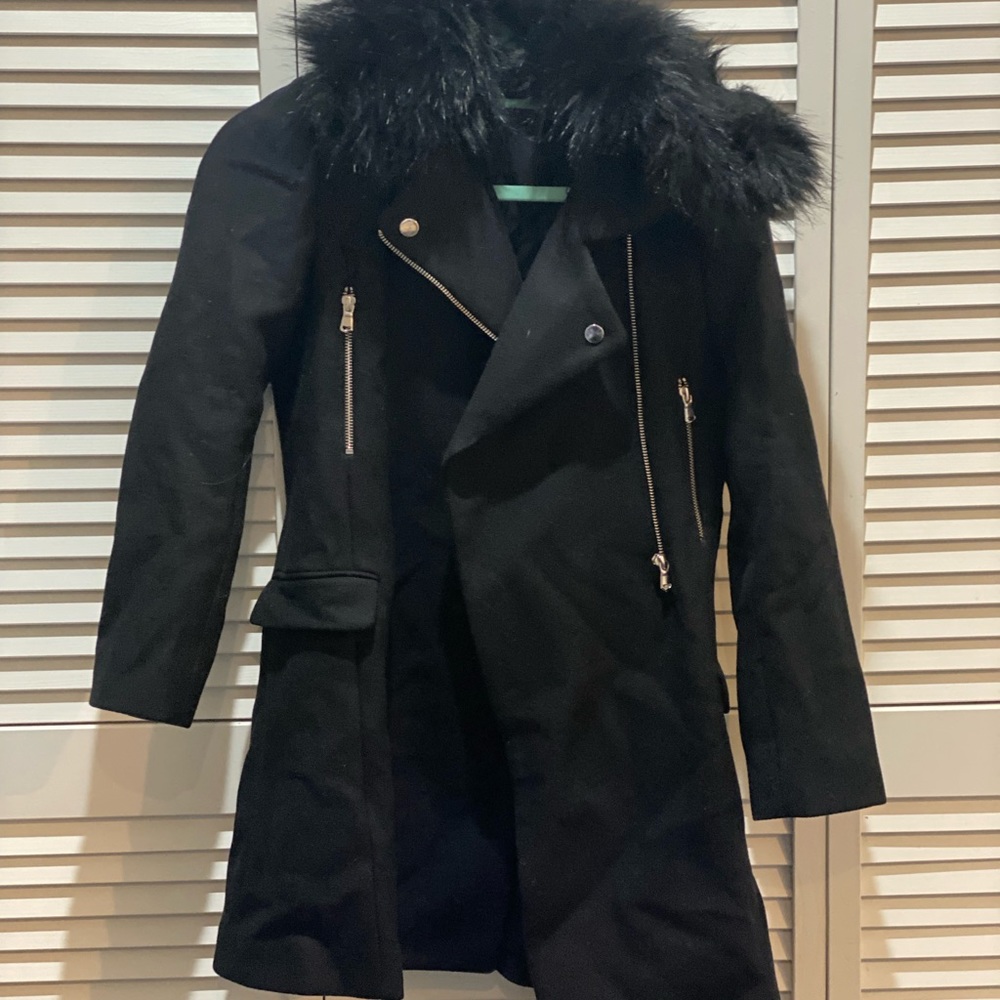 Zara Coat, Faux Fur Collar- Size X-Small